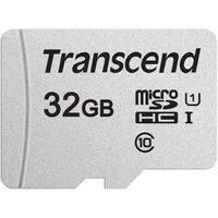 Transcend 300S 32 GB MicroSDHC NAND Clase 10, Tarjeta de memoria plateado, 32 GB, MicroSDHC, Clase 10, NAND, 95 MB/s, 25 MB/s