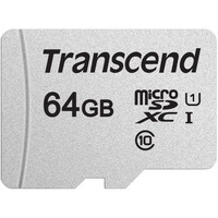 Transcend 300S 64 GB MicroSDXC NAND Clase 10, Tarjeta de memoria 64 GB, MicroSDXC, Clase 10, NAND, 95 MB/s, 25 MB/s