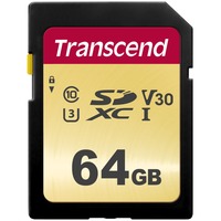 Transcend 64GB, UHS-I, SD SDXC Clase 10, Tarjeta de memoria negro, UHS-I, SD, 64 GB, SDXC, Clase 10, UHS-I, 95 MB/s, 50 MB/s