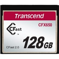 Transcend CFX650 128 GB CFast 2.0 MLC, Tarjeta de memoria 128 GB, CFast 2.0, MLC, 510 MB/s, 370 MB/s, Negro
