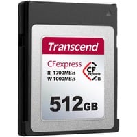 Transcend CFexpress 820 512 GB NAND, Tarjeta de memoria 512 GB, CFexpress, NAND, 1700 MB/s, 1000 MB/s, Negro