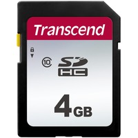 Transcend SDHC 300S 4GB NAND Clase 10, Tarjeta de memoria negro, 4 GB, SDHC, Clase 10, NAND, 20 MB/s, 10 MB/s