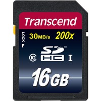 Transcend TS16GSDHC10 memoria flash 16 GB SDHC NAND Clase 10, Tarjeta de memoria 16 GB, SDHC, Clase 10, NAND, 30 MB/s, Negro