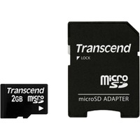 Transcend TS2GUSD memoria flash 2 GB MicroSD NAND, Tarjeta de memoria 2 GB, MicroSD, NAND, 20 MB/s, 13 MB/s, Negro