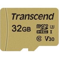 Transcend TS32GUSD500S memoria flash 32 GB MicroSDHC UHS-I Clase 10, Tarjeta de memoria 32 GB, MicroSDHC, Clase 10, UHS-I, 95 MB/s, 80 MB/s
