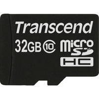 Transcend TS32GUSDC10 memoria flash 32 GB MicroSDHC NAND Clase 10, Tarjeta de memoria negro, 32 GB, MicroSDHC, Clase 10, NAND, 90 MB/s, Negro