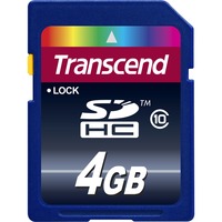 Transcend TS4GSDHC10 memoria flash 4 GB SDHC NAND Clase 10, Tarjeta de memoria 4 GB, SDHC, Clase 10, NAND, 30 MB/s, Negro