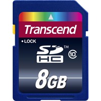 Transcend TS8GSDHC10 memoria flash 8 GB SDHC NAND Clase 10, Tarjeta de memoria 8 GB, SDHC, Clase 10, NAND, 30 MB/s, Negro