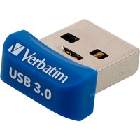 Verbatim Store 'n' Stay NANO - Unidad USB 3.0 de 64 GB - Azul, Lápiz USB azul, 64 GB, USB tipo A, 3.2 Gen 1 (3.1 Gen 1), Tapa, 3 g, Azul