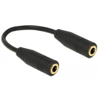 DeLOCK 65896 cable de audio 0,13 m 3,5mm Negro, Adaptador negro, 3,5mm, Hembra, 3,5mm, Hembra, 0,13 m, Negro