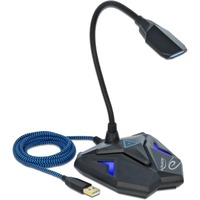 DeLOCK 66330 micrófono Negro, Azul Micrófono para videoconsola negro/Azul, Micrófono para videoconsola, -30 dB, 50 - 16000 Hz, 2200 Ω, 16 bit, 44,1 kHz