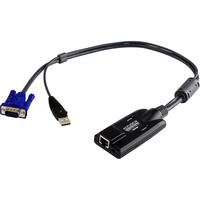 ATEN Adaptador KVM VGA USB con compatibilidad de vídeo compuesto USB, USB, VGA, Negro, Azul, Metálico, RJ-45, 1 x RJ-45