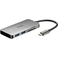 D-Link DUB-M610 base para portátil y replicador de puertos Alámbrico USB 3.2 Gen 1 (3.1 Gen 1) Type-C Aluminio, Negro, Hub USB plateado, Alámbrico, USB 3.2 Gen 1 (3.1 Gen 1) Type-C, 100 W, Aluminio, Negro, MicroSD (TransFlash), SD, SDHC, SDXC, 4K Ultra HD