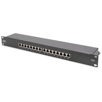 Digitus Panel de conexión clase E, CAT 6, Patch Panel negro, CAT 6, IEEE 802.3af, IEEE 802.3at, RJ-45, Oro, 26/22, 30 N, Negro