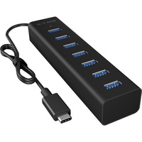 ICY BOX IB-HUB1700-C3 USB 3.2 Gen 1 (3.1 Gen 1) Type-C 5000 Mbit/s Negro, Hub USB negro, USB 3.2 Gen 1 (3.1 Gen 1) Type-C, USB 3.2 Gen 1 (3.1 Gen 1) Type-A, 5000 Mbit/s, Negro, Aluminio, 0,4 m