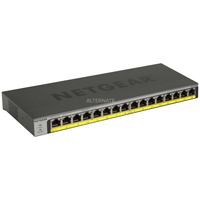 Netgear GS116PP No administrado Gigabit Ethernet (10/100/1000) Energía sobre Ethernet (PoE) Negro, Interruptor/Conmutador No administrado, Gigabit Ethernet (10/100/1000), Energía sobre Ethernet (PoE), Montaje en rack