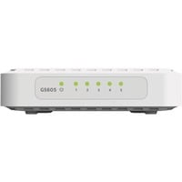 Netgear GS605 No administrado L2 Gigabit Ethernet (10/100/1000) Blanco, Interruptor/Conmutador No administrado, L2, Gigabit Ethernet (10/100/1000), Bidireccional completo (Full duplex)