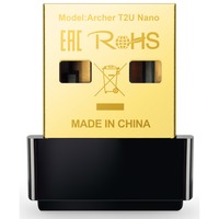 TP-Link Archer T2U Nano 433 Mbit/s, Adaptador Wi-Fi negro, Inalámbrico, USB, Wi-Fi 5 (802.11ac), 433 Mbit/s, Negro