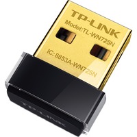 TP-Link TL-WN725N WLAN 150 Mbit/s, Adaptador Wi-Fi negro, Inalámbrico, USB, WLAN, Wi-Fi 4 (802.11n), 150 Mbit/s, Negro, Minorista