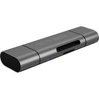 ICY BOX IB-CR200-C lector de tarjeta USB 2.0 Negro, Lector de tarjetas antracita, MicroSD (TransFlash), SD, Negro, 480 Mbit/s, Aluminio, Plástico, 128 GB, USB 2.0