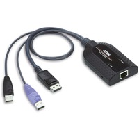 ATEN Adaptador KVM DisplayPort USB compatible Smart Card con Virtual Media y desembebedor de audio negro, USB, USB, DisplayPort, Negro, Púrpura, RJ-45, 1 x RJ-45
