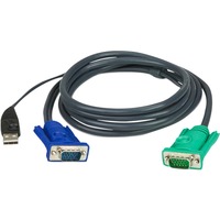 ATEN Cable KVM USB con SPHD 3 en 1 de 1,8 m 8 m, 1,8 m, VGA, Negro, HDB-15 + USB A, SPHD-15, Macho