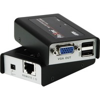ATEN Extensor KVM Cat 5 VGA USB formato compacto (1280 x 1024 a 100m), Switch KVM negro/Plateado, Transmisor y receptor, Alámbrico, 100 m, Cat5, 1920 x 1200 Pixeles, Negro