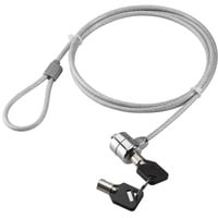 goobay 93037 cable antirrobo Gris 1,5 m, Cerradura insertable negro, 1,5 m, Llave redonda, Acero, Gris