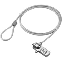 goobay 93038 cable antirrobo Gris 1,5 m, Cerradura insertable plateado, 1,5 m, Cerradura con combinación, Acero, Gris