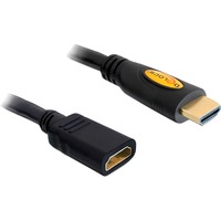 DeLOCK 1m HDMI cable HDMI HDMI tipo A (Estándar) Negro, Cable alargador negro, 1 m, HDMI tipo A (Estándar), HDMI tipo A (Estándar), 3D, Negro