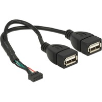 DeLOCK 84933 cable USB 0,2 m USB 2.0 2 x USB A Negro, Cable Y negro, 0,2 m, 2 x USB A, USB 2.0, 480 Mbit/s, Negro