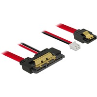 DeLOCK 85240 cable de SATA 0,2 m SATA 7-pin SATA 22-pin Negro, Adaptador negro/Rojo, 0,2 m, SATA III, SATA 7-pin, SATA 22-pin, Hembra/Hembra, Negro