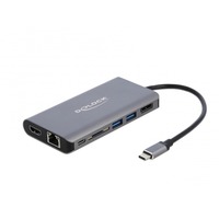 DeLOCK 87683 base para portátil y replicador de puertos Alámbrico USB 3.2 Gen 1 (3.1 Gen 1) Type-C Gris, Estación de acoplamiento gris, Alámbrico, USB 3.2 Gen 1 (3.1 Gen 1) Type-C, 10,100,1000 Mbit/s, Gris, SD, SDHC, SDXC, 4K Ultra HD