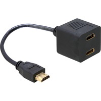 DeLOCK Adapter HDMI male to 2x HDMI female 0,2 m HDMI tipo A (Estándar) 2 x HDMI, Splitter HDMI 0,2 m, HDMI tipo A (Estándar), 2 x HDMI, Macho, Hembra