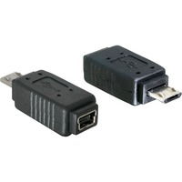 DeLOCK Adapter USB micro-B male to mini USB 5-pin mini USB 5p Negro, Adaptador negro, USB micro-B, mini USB 5p, Negro