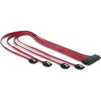 DeLOCK Cable SAS 32pin > 4x SATA metal (SFF 8484 - 4x SATA) 50cm cable de SATA 0,5 m Rojo, Adaptador rojo, 0,5 m, Rojo