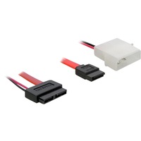 DeLOCK Cable SATA Slimline female + 2pin power > SATA cable de SATA 0,3 m Rojo, Adaptador rojo/Negro, 0,3 m, Rojo