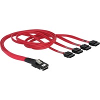 DeLOCK Cable mini SAS 36pin to 4x SATA cable SCSI Rojo 0,5 m, Adaptador rojo, Rojo, 0,5 m, SAS 36pin/4xSATA 7pin