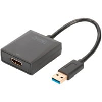 Digitus Adaptador USB 3.0 a HDMI negro, 1920 x 1080 Pixeles, 1080p, Negro, Ampolla, 220 mm, 160 mm