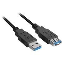 Sharkoon 1m, 2xUSB3.0-A cable USB USB 3.2 Gen 1 (3.1 Gen 1) USB A Negro, Cable alargador negro, 2xUSB3.0-A, 1 m, USB A, USB A, USB 3.2 Gen 1 (3.1 Gen 1), Macho/Hembra, Negro