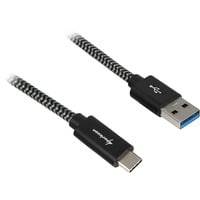 Sharkoon Cable USB 3.2 Gen 2, conector USB-A > conector USB-C negro/Gris