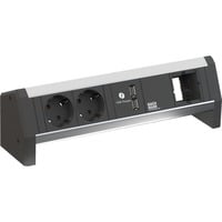Bachmann Desk 1 base múltiple 3 salidas AC Negro, Regleta negro/Aluminio, 3 salidas AC, Aluminio, Negro, 230 V, 2,15 A, 5.2 V