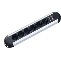 Bachmann PRIMO 6AC outlet(s) 1.75m Negro, Plata base múltiple, Regleta negro/Aluminio, 71 mm, 431 mm, 46 mm, 1,75 m, Negro, Plata, 16 A