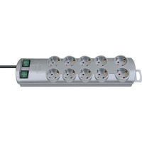 Brennenstuhl BN-PROFF120 Bases múltiples, Regleta plateado, 2 m, 10 salidas AC, De plástico, Plata, 230 V, 50 - 60 Hz