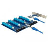 DeLOCK 41427 tarjeta y adaptador de interfaz Interno PCIe, USB 3.2 Gen 1 (3.1 Gen 1), Tarjeta de ampliación PCIe, PCIe, USB 3.2 Gen 1 (3.1 Gen 1), Negro, Azul, China, Asmedia ASM1184e, 0,8 Gbit/s