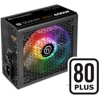 Thermaltake Smart RGB unidad de fuente de alimentación 600 W 20+4 pin ATX ATX Negro, Fuente de alimentación de PC negro, 600 W, 230 V, 50 - 60 Hz, 7 A, Activo, 105 W