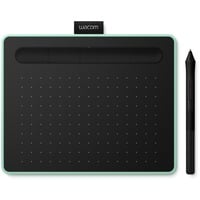 Wacom Intuos S tableta digitalizadora Negro, Verde 2540 líneas por pulgada 152 x 95 mm USB/Bluetooth, Tableta gráfica verde claro/Negro, Inalámbrico y alámbrico, 2540 líneas por pulgada, 152 x 95 mm, USB/Bluetooth, 7 mm, Pluma