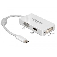 DeLOCK 63924 divisor de video, Adaptador blanco, USB Type-C, 3840 x 2160 Pixeles, Blanco, 60 Hz, 0,13 m, Windows 10,Windows 7,Windows 8.1