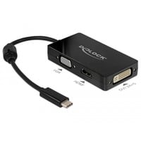 DeLOCK 63925 divisor de video, Adaptador negro, USB Type-C, 3840 x 2160 Pixeles, Negro, 60 Hz, 0,13 m, Windows 10,Windows 7,Windows 8.1