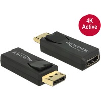 DeLOCK 65573 cambiador de género para cable Displayport 1.2 HDMI Negro, Adaptador negro, Displayport 1.2, HDMI, Negro